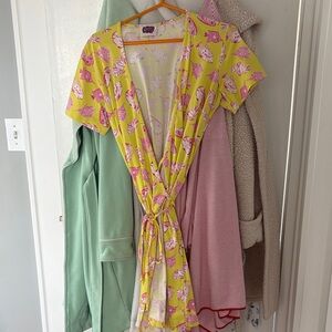 Leggiadro Yellow Wrap Dress with Pink Shell Print